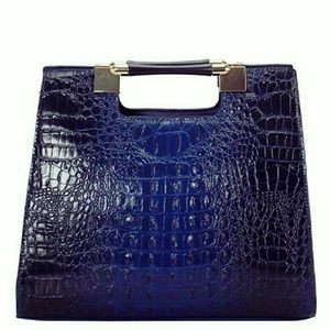 Faux Croc-Embossed Tote Handbag